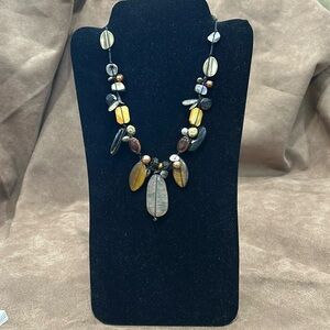 Silpada Sterling Silver Misc Stone Silk Cord Necklace